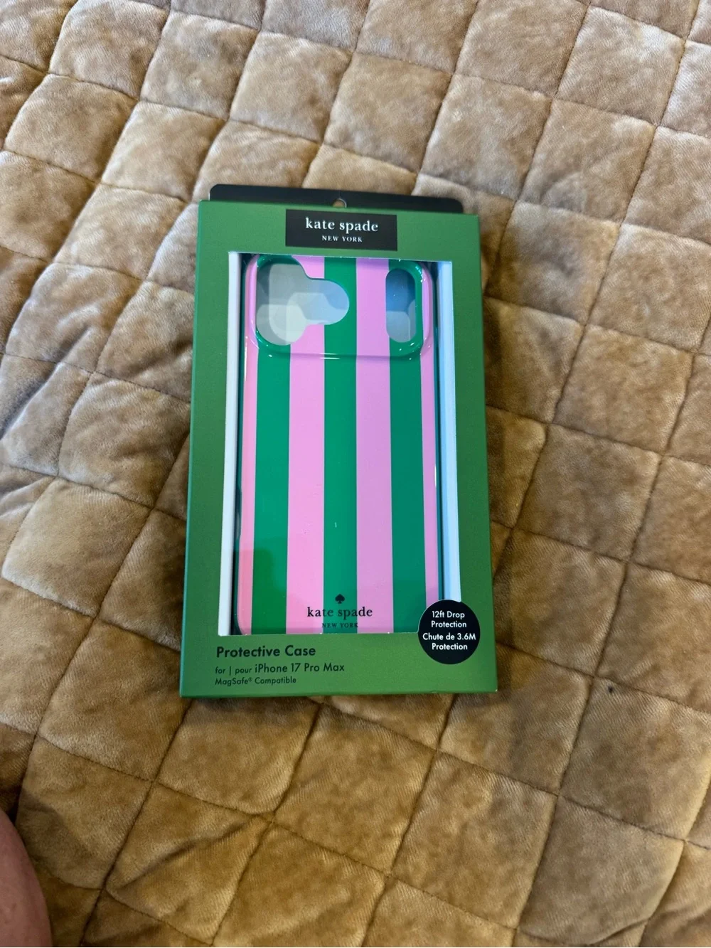 kate spade ♠️ Pink& GreenStriped iPhone 17 pro max Case fun&functional🩷💚